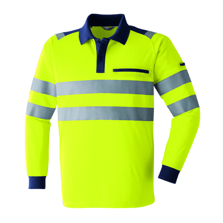 高視認長袖ポロシャツ【E785-ASC】 14.蛍光イエロー