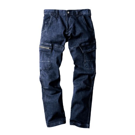 デニムノータックカーゴパンツ【EBA113-BBO】 1.インディゴ