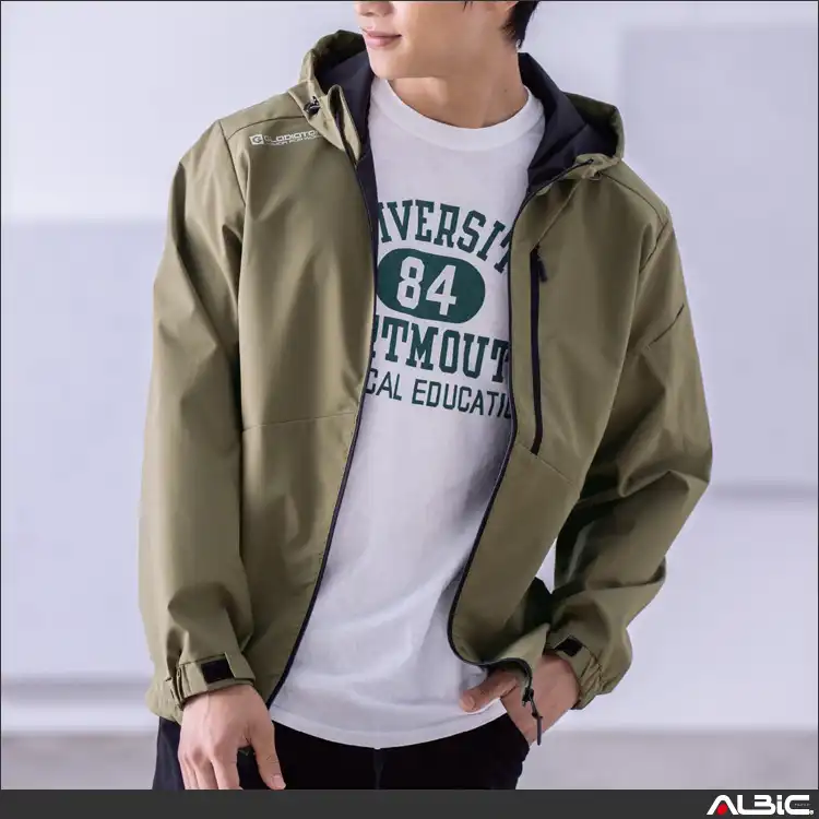 作業用 防風ストレッチパーカー【G1016-COC】 着用写真