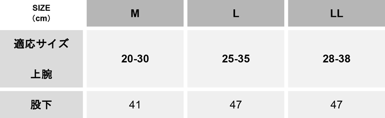 消臭アームカバー【G236-COC】 サイズ表