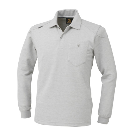 ワイヤー入り衿長袖ポロシャツ【G9118-COC】 3.モクグレー