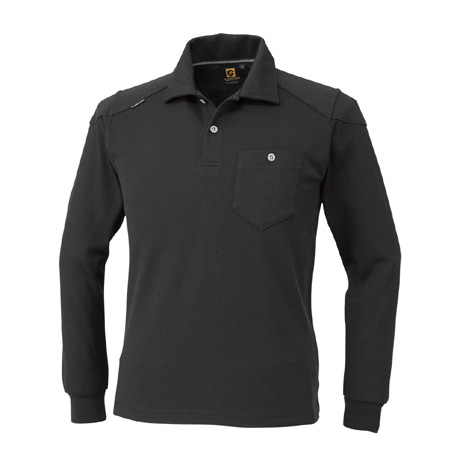 ワイヤー入り衿長袖ポロシャツ【G9118-COC】 13.ブラック