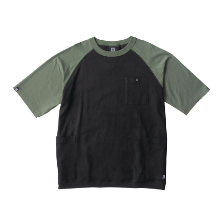 5ポケット半袖Tシャツ【G947-COC】 83.シダー×ブラック