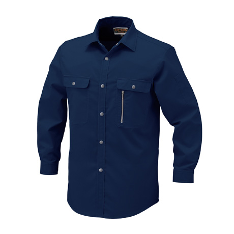 エコストレッチ長袖シャツ【H198-COC】 1.ネイビー