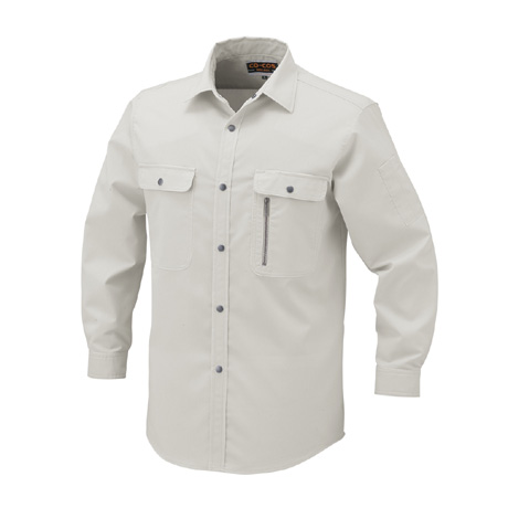 エコストレッチ長袖シャツ【H198-COC】 3.ストーングレー