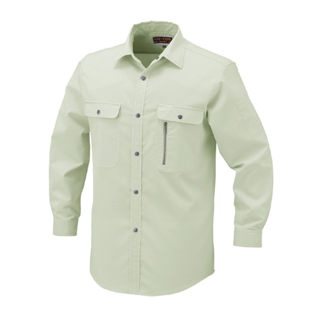 エコストレッチ長袖シャツ【H198-COC】 5.アイボリー