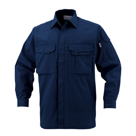 製品制電長袖シャツ【J568-COC】 1.ネイビー