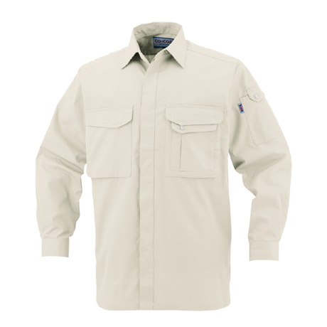 製品制電長袖シャツ【J568-COC】 5.アイボリー