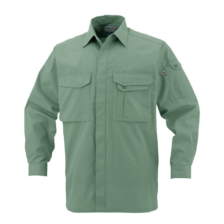 製品制電長袖シャツ【J568-COC】 9.グリーン