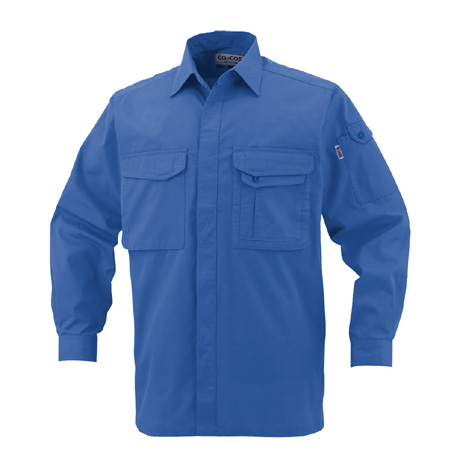 製品制電長袖シャツ【J568-COC】 16.スカイブルー