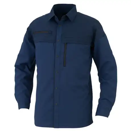 作業服 エコ・ストレッチ長袖シャツ ブルー×ネイビー 【MB25008-COC】 