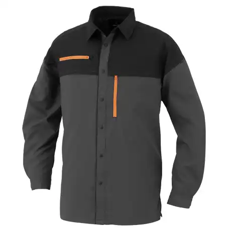 作業服 エコ・ストレッチ長袖シャツ チャコール×ブラック 【MB25008-COC】 