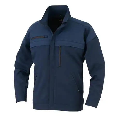 作業服 エコ・裏綿ストレッチブルゾン  ブルー×ネイビー 【MB25100-COC】 