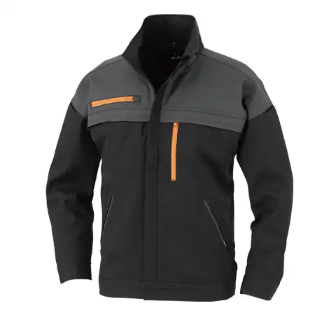 作業服 エコ・裏綿ストレッチブルゾン チャコール×ブラック 【MB25100-COC】 