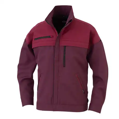 作業服 エコ・裏綿ストレッチブルゾン レッド×バーガンディ 【MB25100-COC】 