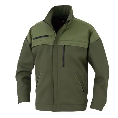 作業服 エコ・裏綿ストレッチブルゾン グリーン×アーミー 【MB25100-COC】 