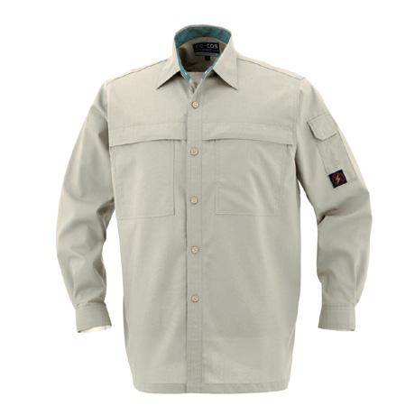 防汚・製品制電長袖シャツ【P5588-COC】 2.べージュ