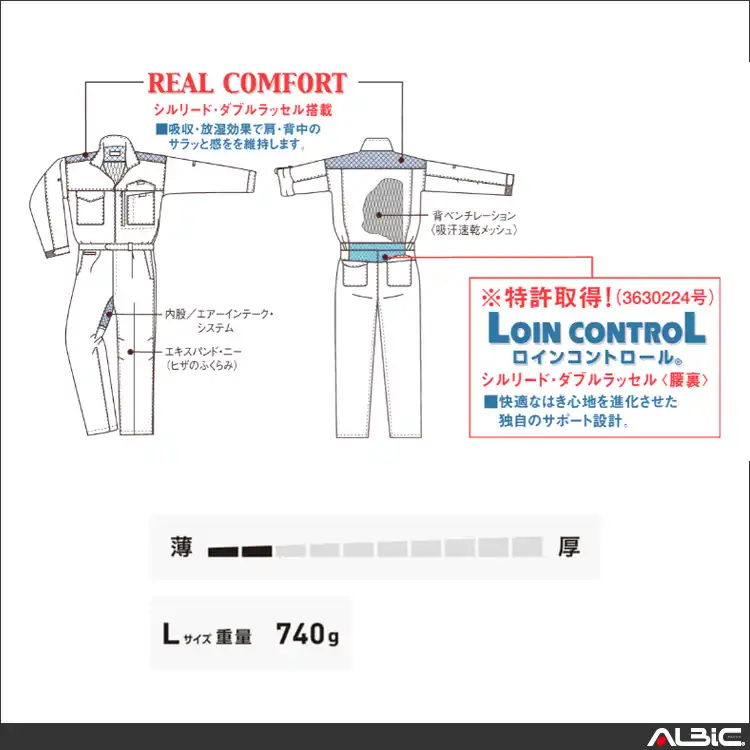 つなぎ 作業服 【RO801-MRK】 機能情報