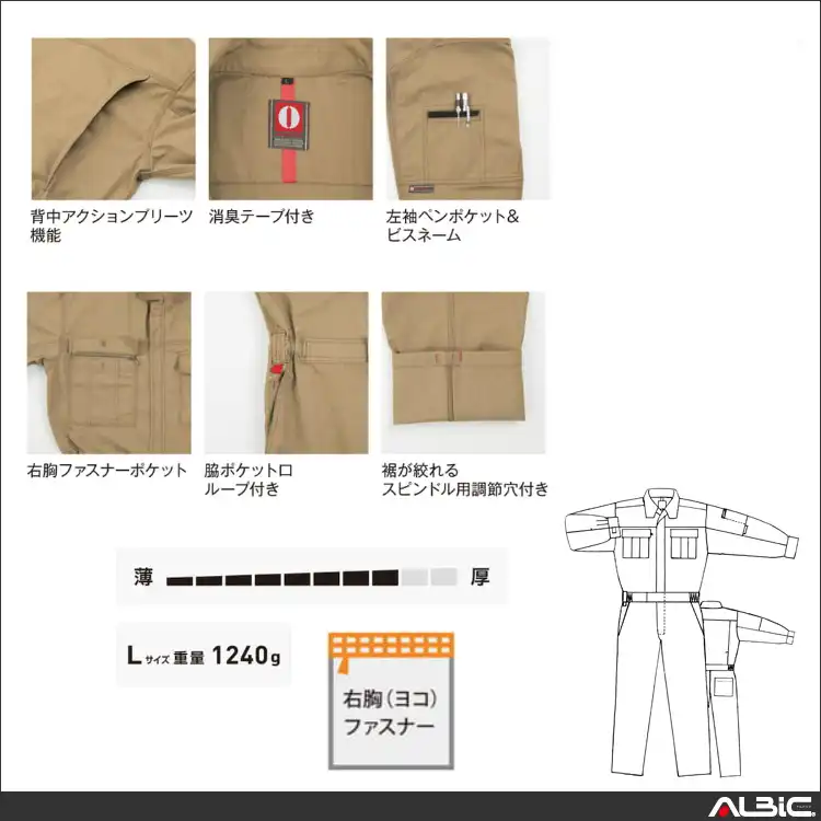 つなぎ 作業服 【RO950-MRK】 機能紹介