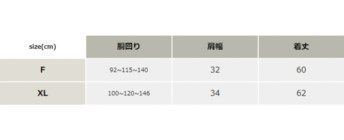 安全ベスト【SV1-NAH】 サイズ表