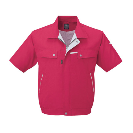 ドライタッチ半袖ブルゾン【WA10450-SUN】 8.チェリーレッド