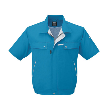 ドライタッチ半袖ブルゾン【WA10450-SUN】 37.ターコイズブルー