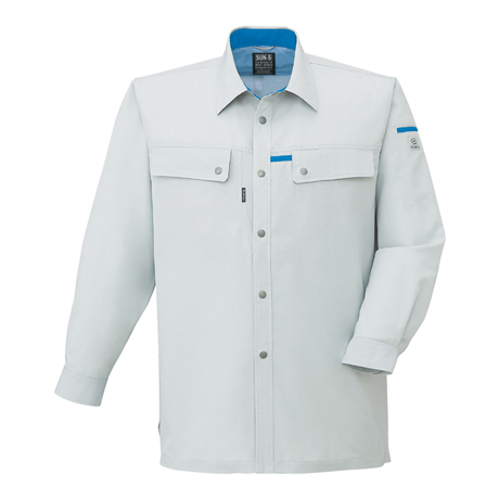 長袖シャツ【WA10459-SUN】 6.シルバーグレー