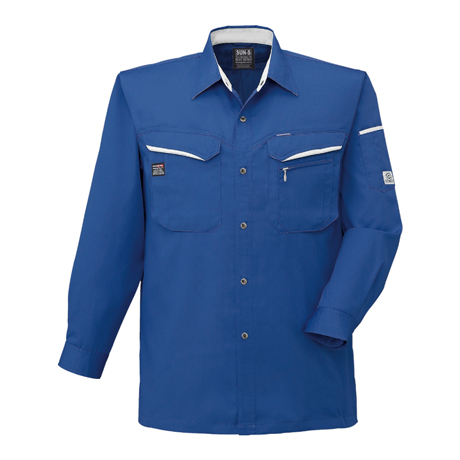 長袖シャツ【WA10479-SUN】 4.ブルー