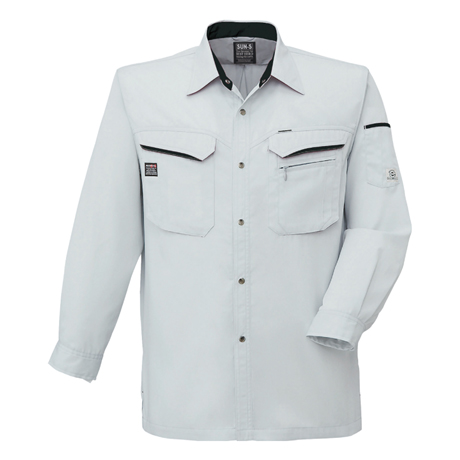 長袖シャツ【WA10479-SUN】 69.シルバー ×ブラック