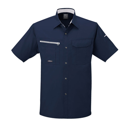帯電防止半袖シャツ【WA10557-SUN】 3.ネイビー