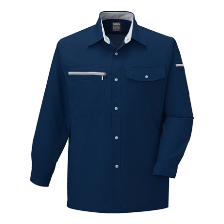 長袖シャツ【WA10779-SUN】 3.ネイビー