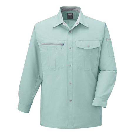 長袖シャツ【WA10779-SUN】 7.ライトグリーン