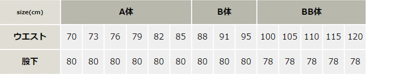 綿100％ツータックカーゴパンツ【WA11905-SUN】 サイズ表
