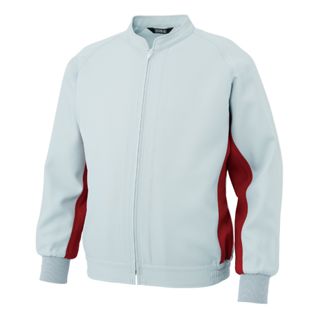 ポケットレス長袖ブルゾン【WA21721-SUN】 6.シルバー×ワインレッド