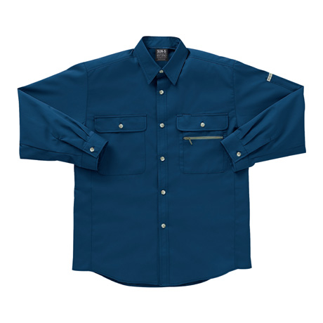 長袖トリカットシャツ【WA329-SUN】 3.ネイビー