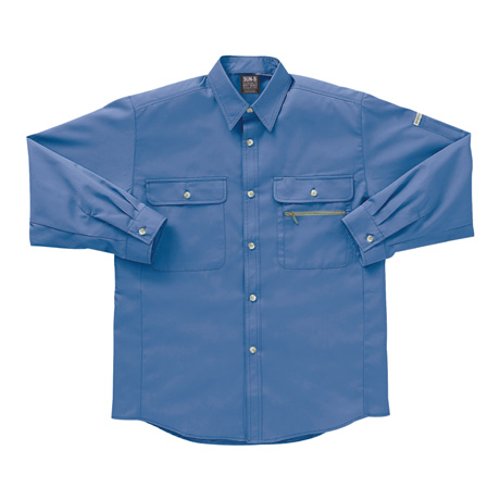 長袖トリカットシャツ【WA329-SUN】 4.ブルー