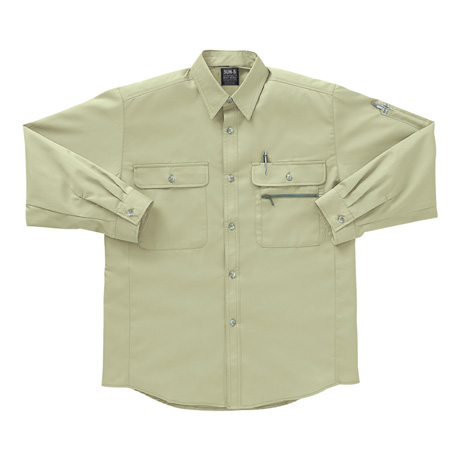 長袖トリカットシャツ【WA329-SUN】 20.エクルマスタード