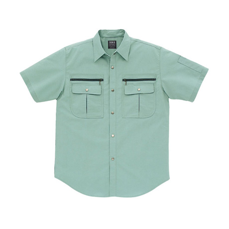 ストレッチ半袖シャツ【WA827-SUN】 37.ライトグリーン