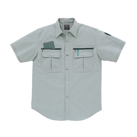 ストレッチ半袖シャツ【WA827-SUN】 67.シェイドグリーン