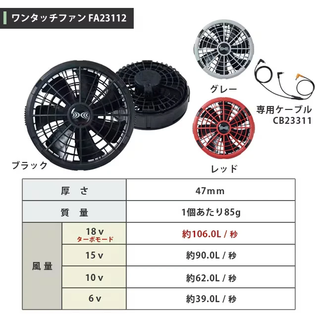 空調服 18Vバッテリーセット 01