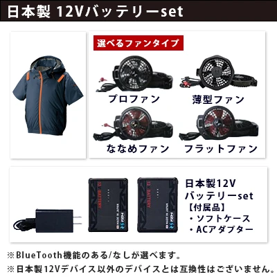 空調風神服 12Vセット(服+ファン+バッテリー)