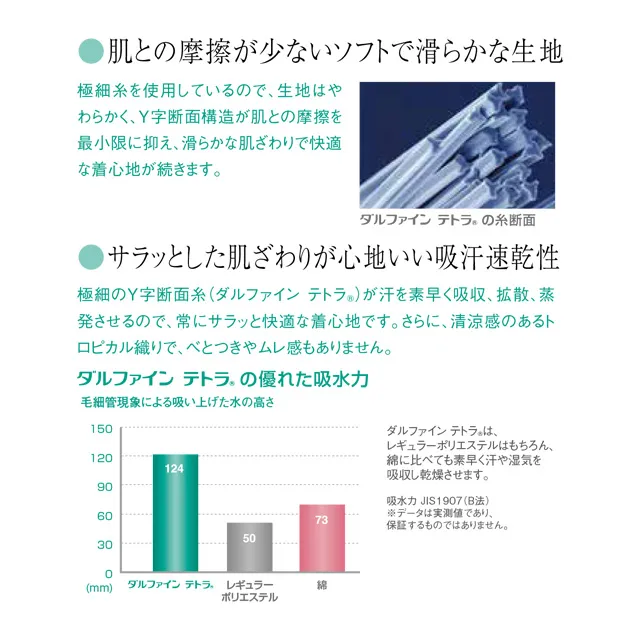 肌と摩擦が少ない柔らかな生地
