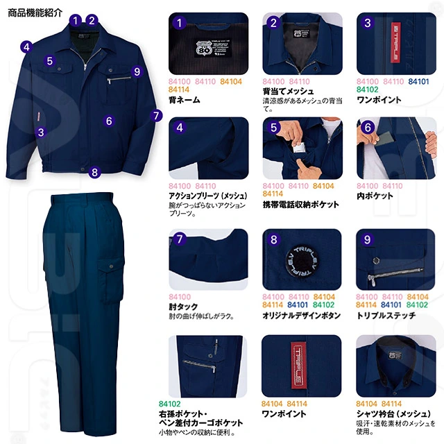 作業服 84100-JICシリーズ 機能詳細・仕様
