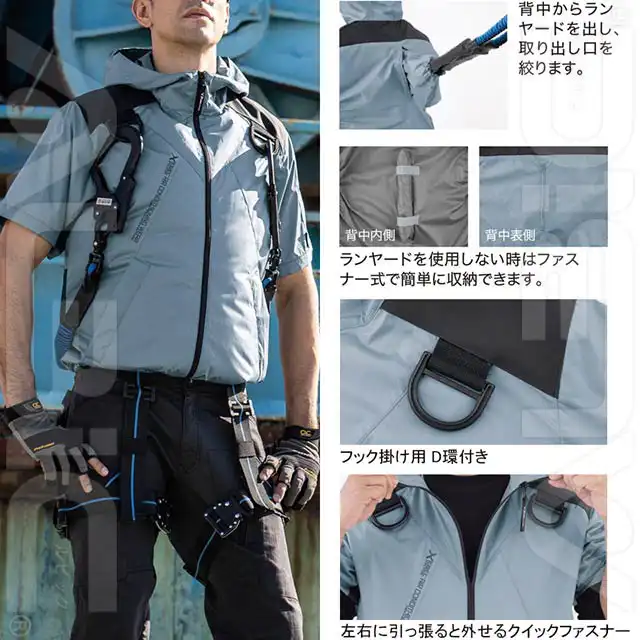 xe98105-xeb　半袖空調服（R）　着用イメージ＆特徴